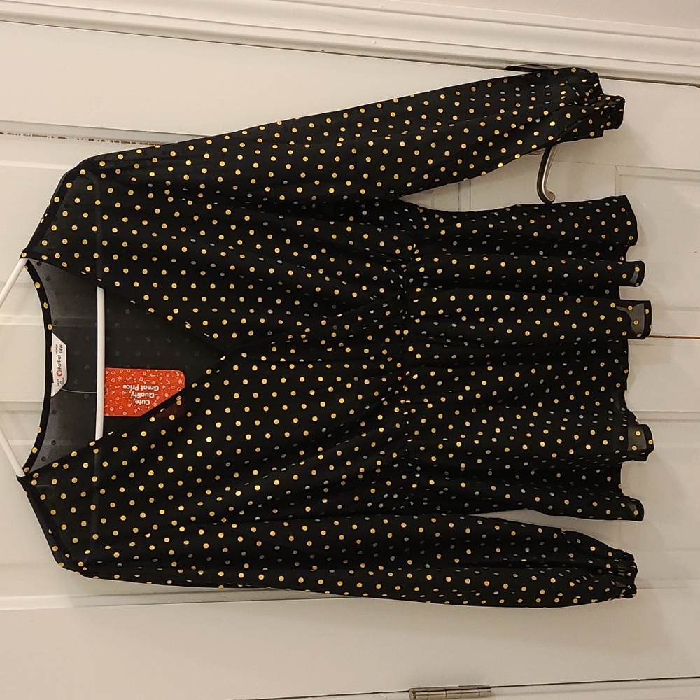Black/gold women's blouse, size 14